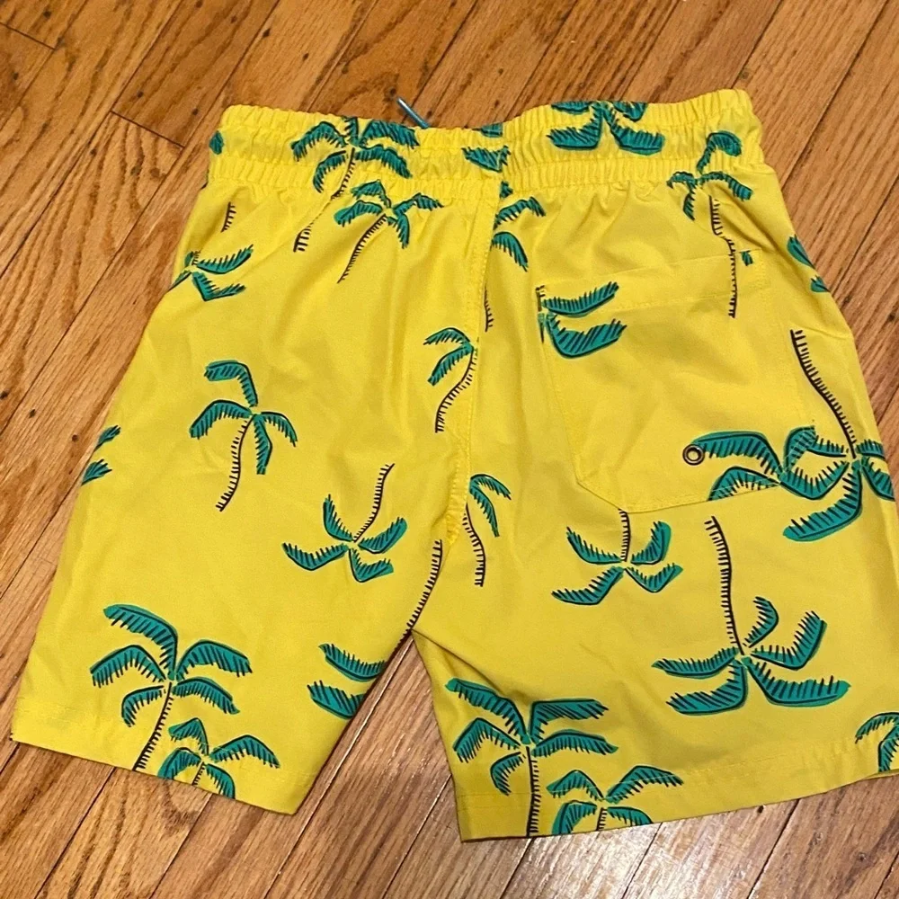 Old Navy swim Shorts in Yellow with Green Palm Design